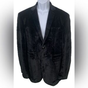 WEEN CHARM Velvet Blazer for Men One Button Tuxedo Jacket‎ Black Large NWT